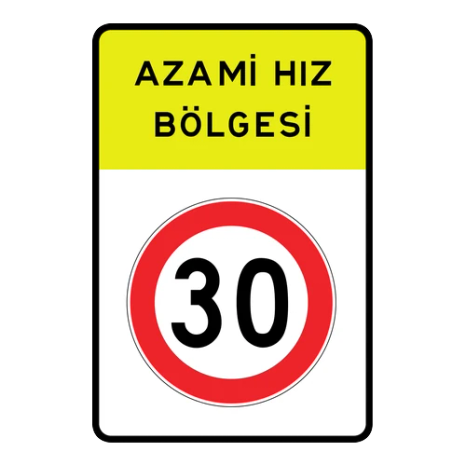 Okul Bölgesi Azami Hız Sınırı trafik levhası