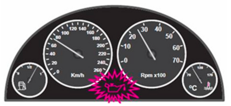 Araç gösterge panelinde yağ ikaz lambası